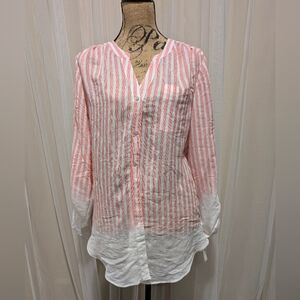 Zac & Rachel Pink Stripe Button Up Shirt Blouse